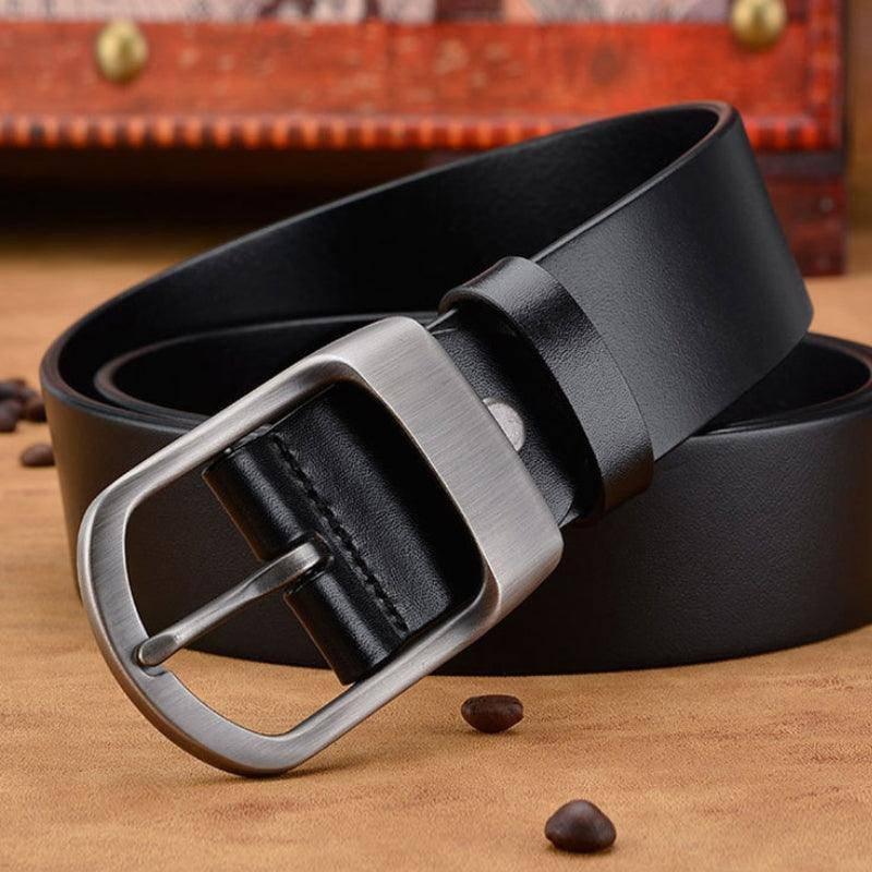 Leather Belt For Men, Matte Buckle, Vintage Revival