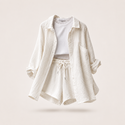 Riviera Crinkle Co-Ord Shirt & Shorts Set