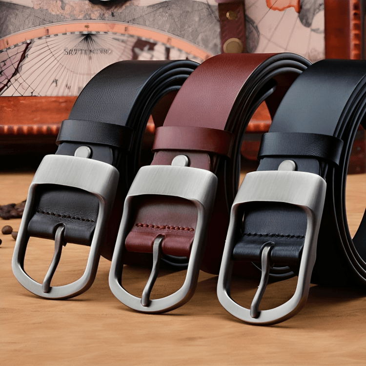 Leather Belt For Men, Matte Buckle, Vintage Revival