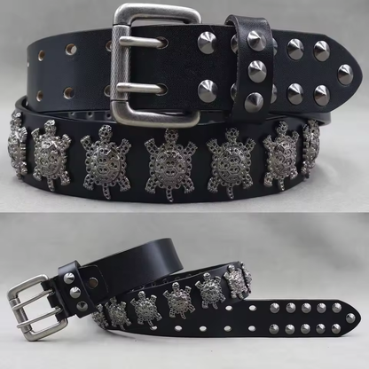 Genuine Leather Rivet Belt for Men – Punk Skull & Animal Stud Belt, 3.8cm