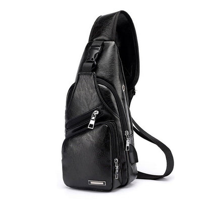 Men's Classic Leather Shoulder Bag - SANVELIER