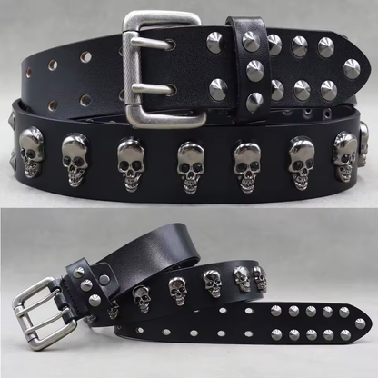 Genuine Leather Rivet Belt for Men – Punk Skull & Animal Stud Belt, 3.8cm