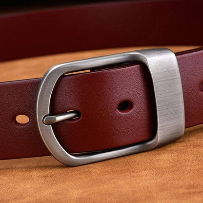 Leather Belt For Men, Matte Buckle, Vintage Revival